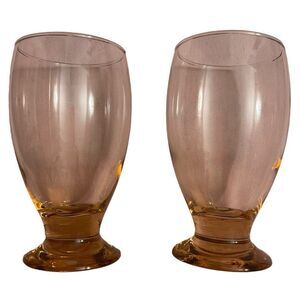 Set of Two Crystal Wine Glasses Pink Peach